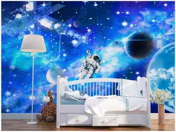 Custom freskos foto tapetai, 3d Gražus visatos astronautas kosminę stotį erdvėlaivis kambarį Tapetai sienos į ritinius