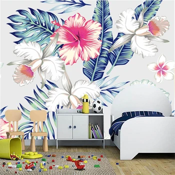 Custom papel de parede 3d, šviežios gėlės ir lapai freskomis gyvenimo, kambaryje sofa-lova, virtuvė, fonas, tapetai, dekoratyvinis