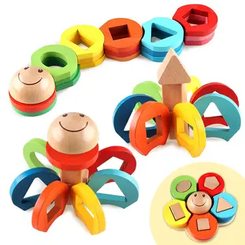 D-FantiX Mediniai Švietimo Žaislas, Formos, Spalvos Rūšiavimo Kaupimas Blokai Ikimokyklinio Įspūdį Žaislų Rinkinys Dovanų Šypsena Gėlių Vaikams Vaikams