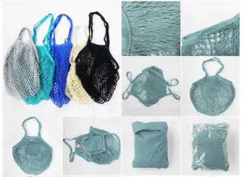 Daugkartinio Naudojimo Vaisių Krepšiai String Žvejybos Tinklas Bakalėjos Shopper Bags Virtuvės Akies Audiniai Ju Laikymo Krepšiai