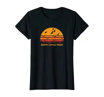 Derliaus Laimingas, Mažai Medžių Šviesą Saulėlydžio Žemės Stiliaus Dovana T-Shirt Naujas Vasaros Cool Moterų Tee 2020 M. Visos Medvilnės Trumpomis Rankovėmis Marškinėliai
