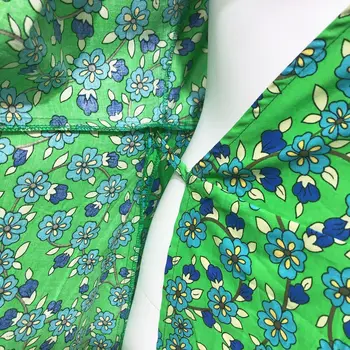 Derliaus Žalios spalvos Gėlių Spausdinti Wrap Dress 2020 Metų Vasaros Prašmatnus V Kaklo Sluoksniuotos Rankovėmis-line Ilga Suknelė Elegantiškas Marškinėliai Suknelė Vestidos