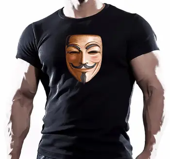 Desobeir Anonimas MEC Masque Fawkes PIRATAI Fawke Homme Coton Haut T-shirt O-Kaklo Mados Atsitiktinis Aukštos Kokybės Print T Shirt