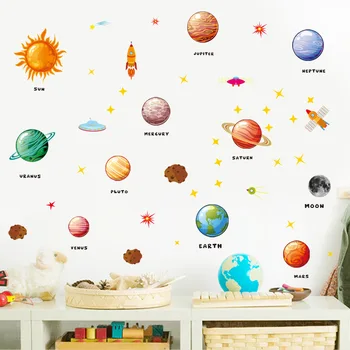 Devynių Planetų Sienų Lipdukai Nuimamas Planetos Sienos Lipdukas 3D Meno Lipdukai Vaikų Kambario, Miegamojo Kambarį Karo Meno Namų Puošybai