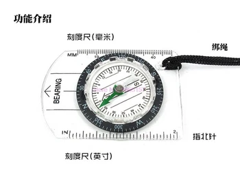 Dhl, ar avs 200pcs naujos Lauko multi-funkcija kompaso Skalė kompasas su skale pėsčiųjų laipiojimo esminius buvimo vietos nustatymo įranga