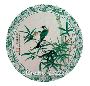 Dia 50CM Kinų Klasikinės tapybos, Paukščių žalia bambuko rankų darbo, atsparus vandeniui skėtį nuo saulės šokis rekvizitai alyvuotas popieriaus skėtis Vaikas