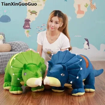 Didelis 90cm animacinių filmų Triceratopsas dinozaurų pliušinis žaislas pliušinis žaislas minkštos lėlės mesti pagalvę gimtadienio dovana s0242