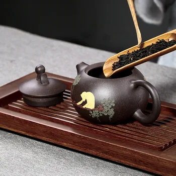 Didelės talpos Yixing arbatinukas raudonos molio xi shi puodą gražuolių rankų darbo virdulys Kinų arbatos rinkinys, autentiški virdulys, arbata infuser 210ml