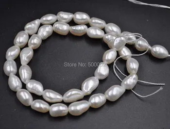 Didmeninė 10 sruogų balta 7-8mm gėlo vandens Baroko perlas