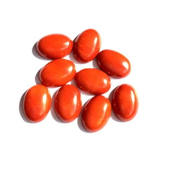 Didmeninė 5vnt/daug Gamtos Oranžinės, Raudonos, Koralų Karoliukų Cabochon Papuošalai Žiedas Veido 10x14mm Ovalo formos Perlas akmens Karoliukai Cabochons