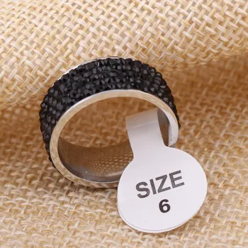 Didmeninė juvelyrika dovana žiedus moterims Black Crystal žiedai Subtilus Nerūdijančio Plieno Panele Žiedas