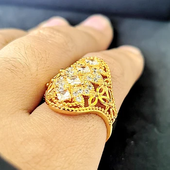 Didmeninė Naujų Senovinių Aukso Spalvos Piršto Žiedai Moterims Balta Kubinis Cirkonis Kasdien Dėvėti Žiedus, Šviesą Papuošalai
