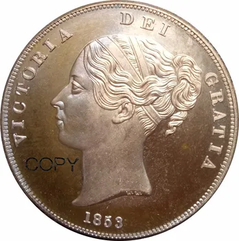 Didžiosios Britanijos Victoria 1 Penny 1853 Raudona, Vario Monetos Kopija