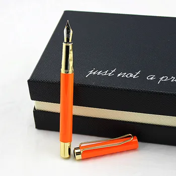 DIKA WEN Klasikinis Oranžinės ir Auksinės Fontanas Rašiklis su 0,5 mm Iridium Plunksnų Geriausia Verslo Dovana Pen Metalo Dažai Rašikliai