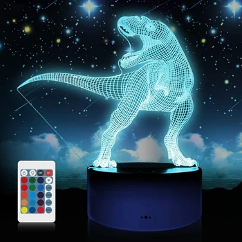 Dinozaurų Naktį Šviesos 3D LED Nakties Šviesos Nuotolinio Valdymo Stalo Lempa Žaislą Dovanų Šviesos Dinozaurų 11 Spalvinga Touch + Nuotolinio Valdymo pultas