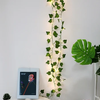 Dirbtinis 2M 10M LED Augalų String Šviesiai Žalios Lapinės Ivy Vynuogių Pasakų Šviesos Eilutę Klevo Lapai Lempos Girliandą Kabinti Apšvietimas