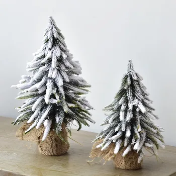 Dirbtinis modeliavimas mažas mini kedro Christma medžio darbalaukio langų atostogų dekoravimo Kalėdų eglutė rupi lino flocking sniegas