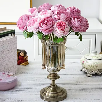 Dirbtinis vieną šilko arbata, rožių nuotakos puokštė Kalėdų namuose vestuvių Naujųjų Metų dekoracija padirbtų augalų dirbtinių gėlių