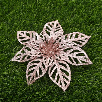Dirbtinės Kalėdų Trijų Sluoksnių Gėlių Vadovai Kalėdų Medžio Rotango Girliandą Embellishment Susitarimą Festivalis Šaliai Dekoro