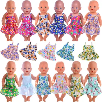 Drabužiai Nauji Kūdikių Naujas Gimęs Lankas Spausdinti Suspender Suknelės 18 Colių &43 Cm Reikmenys Mergaitės Žaislas Dovanos