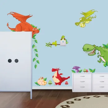 Dragon Dinozaurų Animacinių Filmų Siena Lipdukas Vinilo Decal Dailės Freskos Vaikas Darželio Meno Dekoro