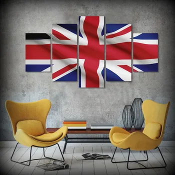 Drobė Sienos Menas Nuotraukas Kambarį Dekoro 5 vnt didžiosios Britanijos Jungtinės Karalystės Vėliavos Plakatas, Tapyba HD Spausdinti Plakato Sistema