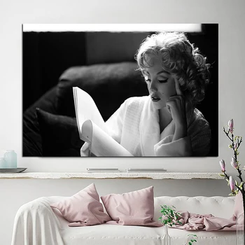 Drobė, Tapyba, Plakatas Monroe Namų Puošybai Šiuolaikinės Seksualus Marilyn Skaityti Knygą, Nuotraukos ant Sienos Spausdinti Tapybos Rėmelį