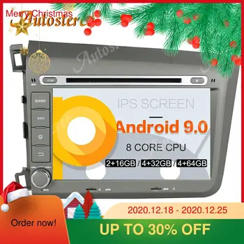 DSP Android 9.0 Octa Core Automobilio DVD Grotuvas GPS Žemėlapis Navigacija Honda Civic 2012 m. 2013 m. Automobilio Radijo RDS Stereo WIFI 4G 