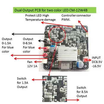 Dual Išėjimo LED driver dvigubai produkcija dviejų spalvų LED Pašalinti valdytojas arba rankenėlę valdytojas CM-12W4B-DR