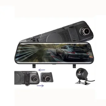 Dvigubas Objektyvas 10-colių Automobilių DVR Kamera Transliacijos galinio vaizdo Veidrodis, Dashcam FHD Dual 1080P Objektyvas Plataus Kampo Vairuotojo Vaizdo įrašymas