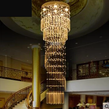 Dvipusis laiptai, šviestuvai spiraliniai laiptai lempos ilgai liustra Villa laiptai, šviestuvai lounge didelės lempos, led lempos, šviesa