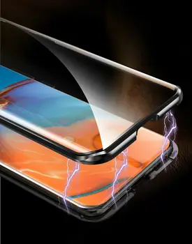 Dvipusis stiklo Magnetinės atveju iPhone 11 12 Pro Max Alumium metalo 360 laipsnių Visiškai Atveju Apsaugoti objektyvą