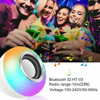 E27 Belaidžio high-end bluetooth nuotolinio LED šviesos smart garsiakalbis LED lemputė RGB spalvos lanksčias 12w 100-240V muzikos grotuvas šviesos