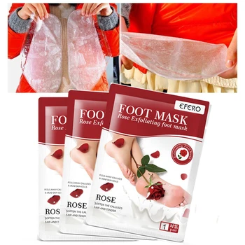 Efero Rose Voet Masker Sokken Exfoliërende Voor Benen Hakken Verwijderen Dode Huid Pedikiūro Šveitimas Ontgiften Voeten Masker