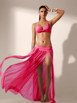 Elastinga juosmens paplūdimio sijonas bikini palaidinė sexy maudymosi kostiumėlį moteris siūlų suknelė ne bikini danga-ups moterys vasarą pareo paplūdimio cover up