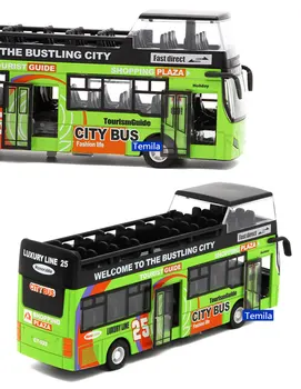 Elektroninis Garso ir Šviesos dviaukštis ekskursijos, autobusų, automobilių Lieti modelis ekskursija po Miestą autobusu su atvirų durų rinkimo modelį, vaikai dovana
