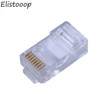 Elistooop 100VNT Cat5 RJ45 Jungtis Cat5E 8P8C Modulinės Ethernet Kabelis Galvos Plug Auksu Cat 5 Fiksavimo Tinklo RJ 45) Jungtis