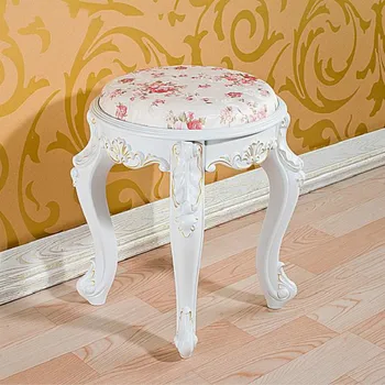 Europos minimalistinė balta kieta mediena, tualetinis staliukas, kėdė korėjos sielovados padažu išmatose nagų makiažas kėdės miegamojo sėdi išmatose