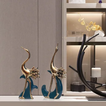 Europos Mėlyna-aukso Povas Pav Statula Kūrybinės Keramikos Gyvūnų Skulptūros Kambario Dekoro Ornamentą Namų Dekoro Priedai