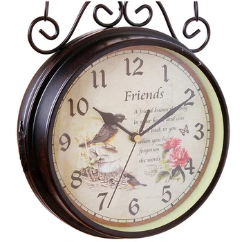 Europos Stiliaus Dvipusis Sieninis Laikrodis Kūrybos Clic Laikrodis Nespalvoti Namų Puošybai Dviejų Šoninių Paukščių Geležies Kvarco, Antikos Stilius