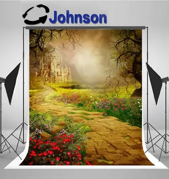 Fantazijos kraštovaizdžiu kelių senoji pilis gėlių medžio backdrops Aukštos kokybės Kompiuteris spausdinti šalis, fotografija tapetai