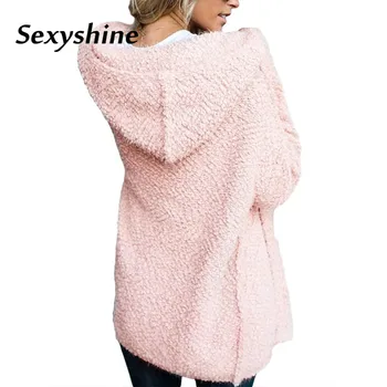 Faux kailių paltai moterims žiemos long sleeve pink festivalis 