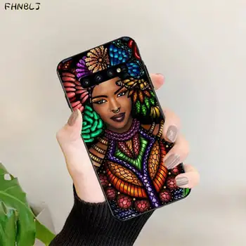 FHNBLJ Afrikos Mergina Meno Black Soft Shell Telefono dėklas 