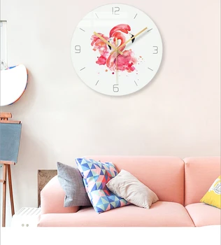Flamingo priklausomi grūdinto stiklo sieninis laikrodis gyvenimo kambario, miegamasis ramioje namų modernūs, prabangūs laikrodžiai