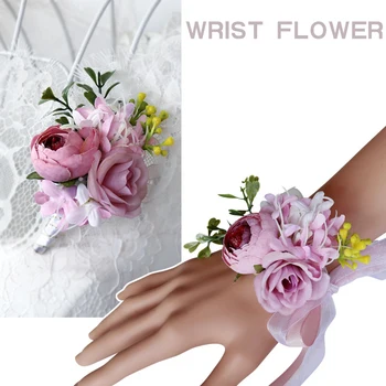 Flone dirbtinis, netikras gėles vestuvių boutonniere riešo gėlių jaunikis nuotaka corsage seserys riešo gėlių santuokos apdaila