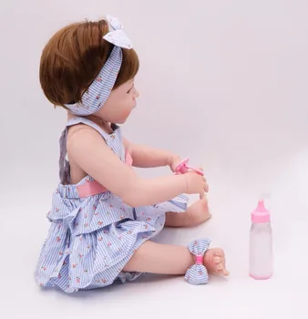 Forrsdor 24v 60cm trumpų plaukų pilna silikono modeliavimas reborn baby girl su vasaros drabužių galite vonia silikono reborn baby lėlės