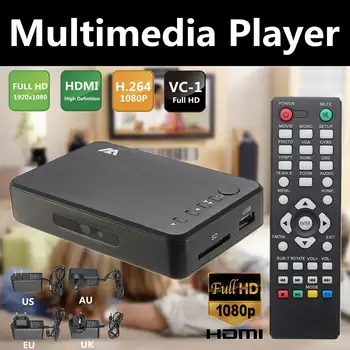 Full 1080P HD Multi Media Player, HDMI/VGA/AV w/ Remote Control TV BOX 3 FAT32, NTFS Išėjimo ES/JK/JAV/AU Nešiojamų Lengvas Montavimas