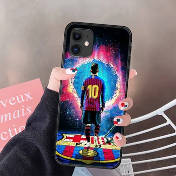 Futbolo Messi Žvaigždė Telefono Padengti Korpuso IPhone 5 5s se 2 6 6s 7 8 12 Mini Plus X XS XR 11 PRO MAX black Hoesjes Minkštas Atgal
