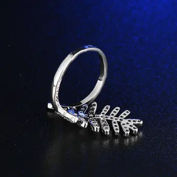 FYM Prekės Prabangus Dizainas Piršto Sužadėtuvių Žiedai, Sidabro Spalvos Kubinis Cirkonis Augalų Lapai Žiedas Papuošalai Moterims, Moterų Mados Žiedas