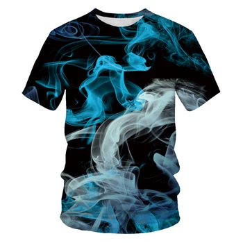 Gaisro ir gaisro įvairių spalvų dūmų vėliau kaip vasaros 3D atspausdintas vyriški T-shirt mados magija trumpomis rankovėmis apvalios kaklo didelis size6x
